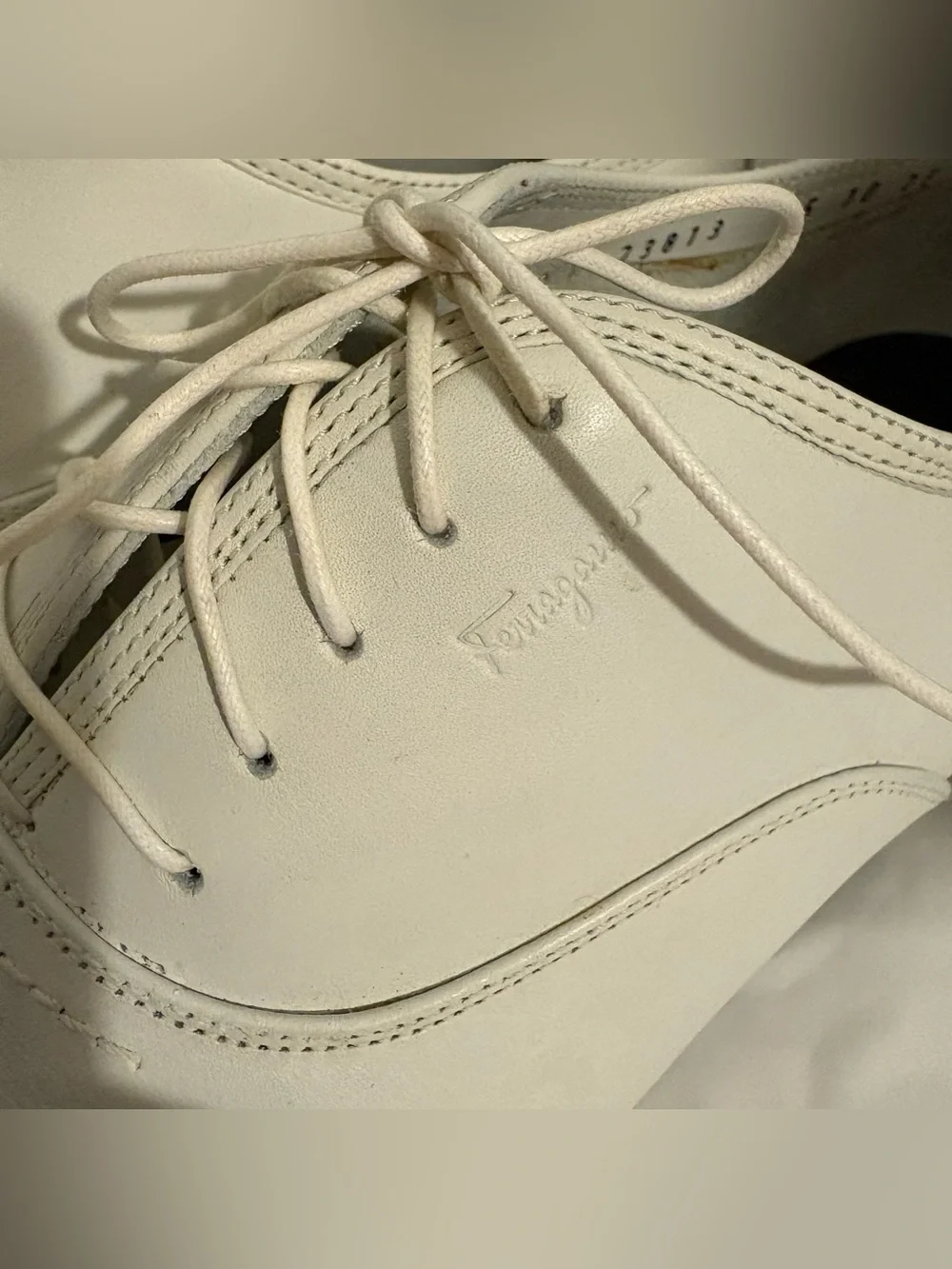 SALVATORE FERRAGAMO mens white leather dress shoes